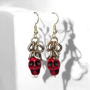 5 For $25💫Rustic Alternative Red Skull Dangles Earrings See Details!